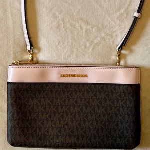 Michael Kors Handbag - MK brown leather & pink